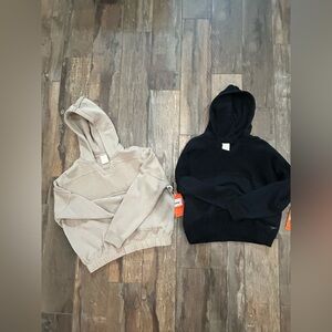 Girls Freely Hooded Sweater Set - Black and Cream